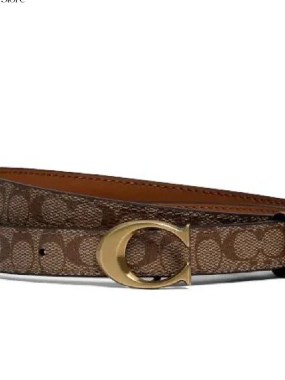 Coach Brown Signature Canvas Belt with Gold C Buckle XL